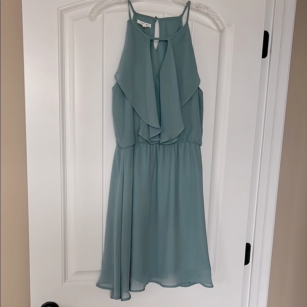 ONLY WORN ONCE // Maurice’s blue/grey chiffon halter neck dress